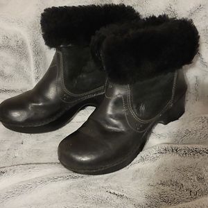 Dansko Black Shearling Ankle Boots